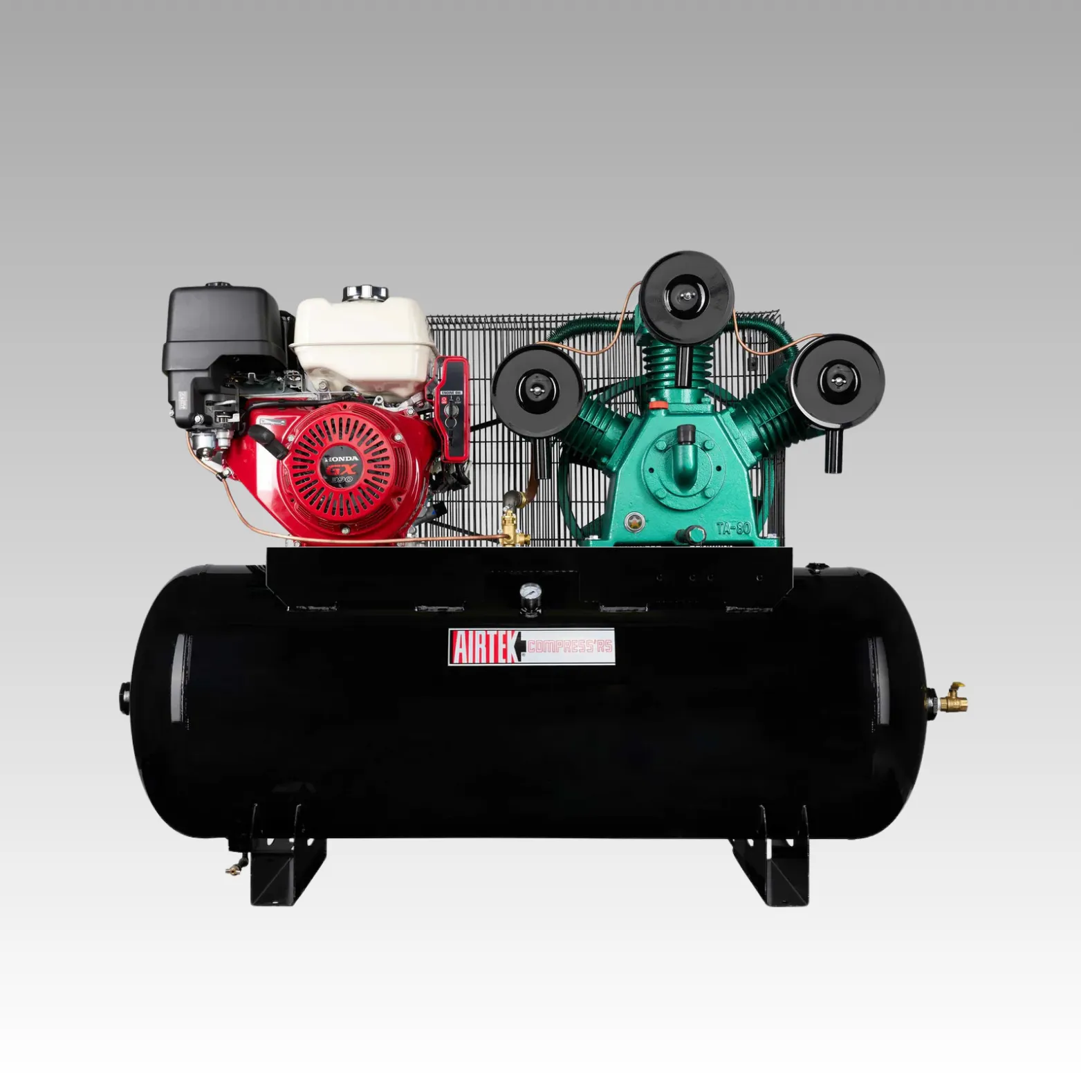 11 HP 60 Gallons Double Stage Horizontal Gas Industrial Air Compressor