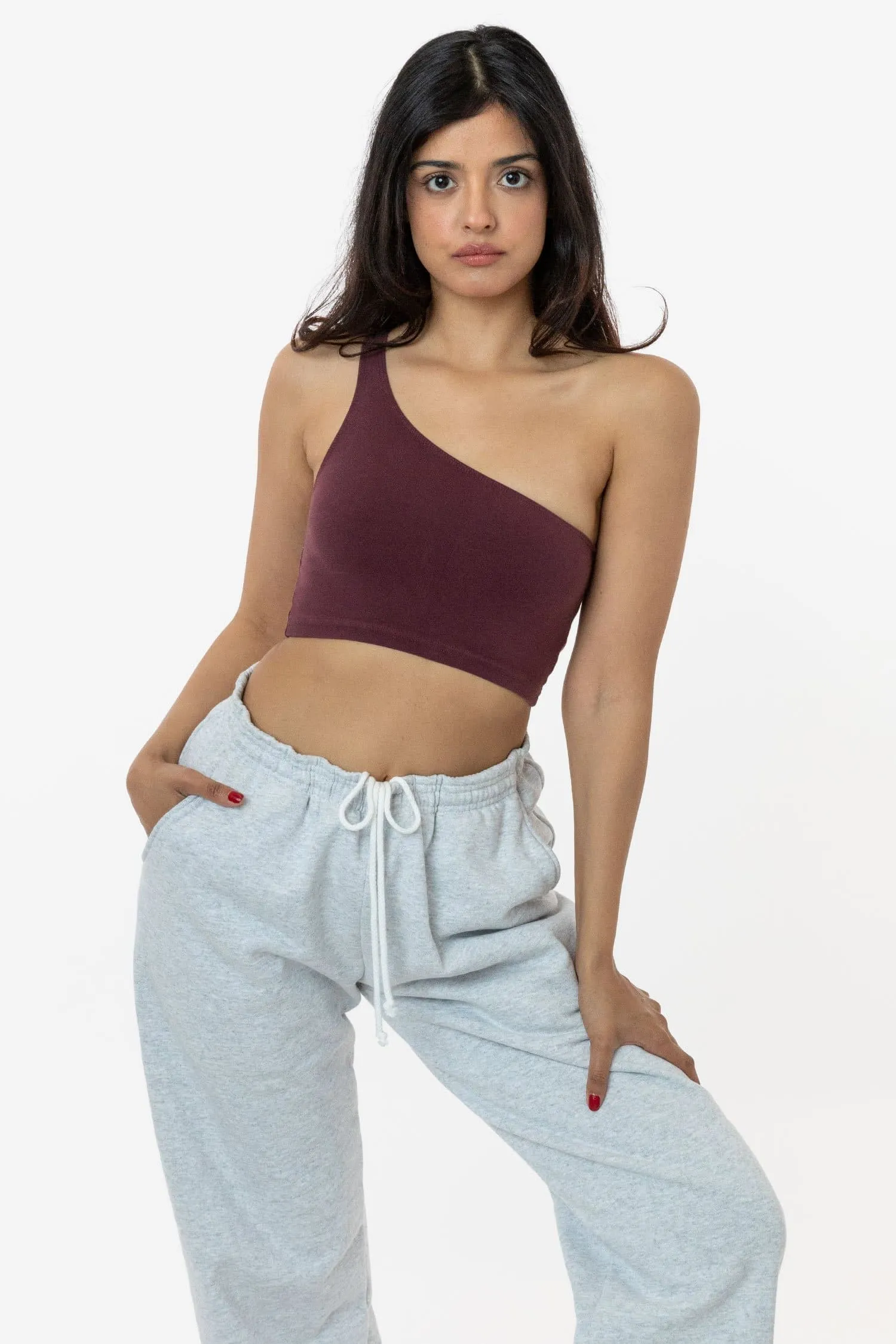 8389GD - Garment Dye One Shoulder Crop Top