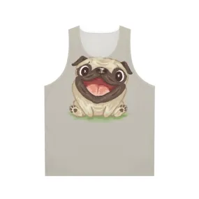 Adorable Happy Pug Unisex Tank Top | Pastel Pug Design