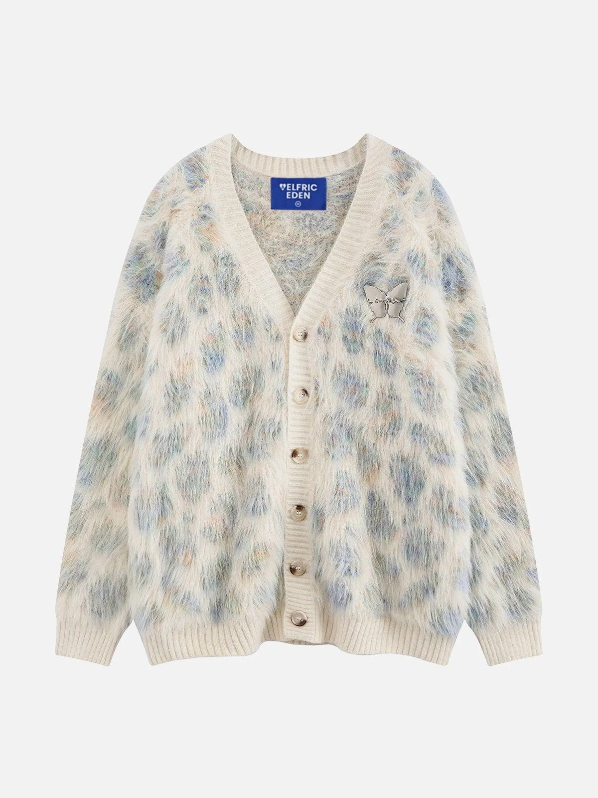 Aelfric Eden Butterfly Emblem Fuzzy Cardigan