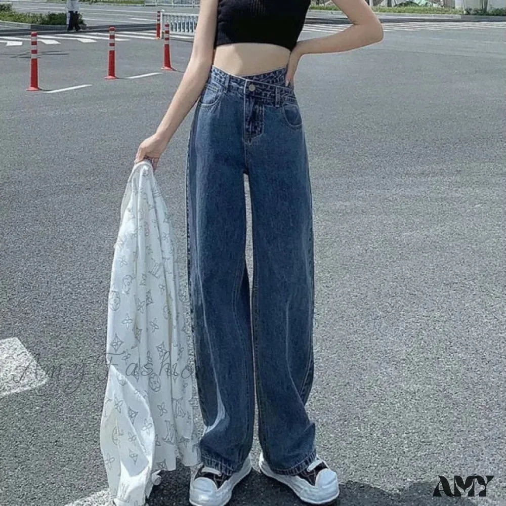 Amy Fashion - Woman Jeans High Waist Denim Pants