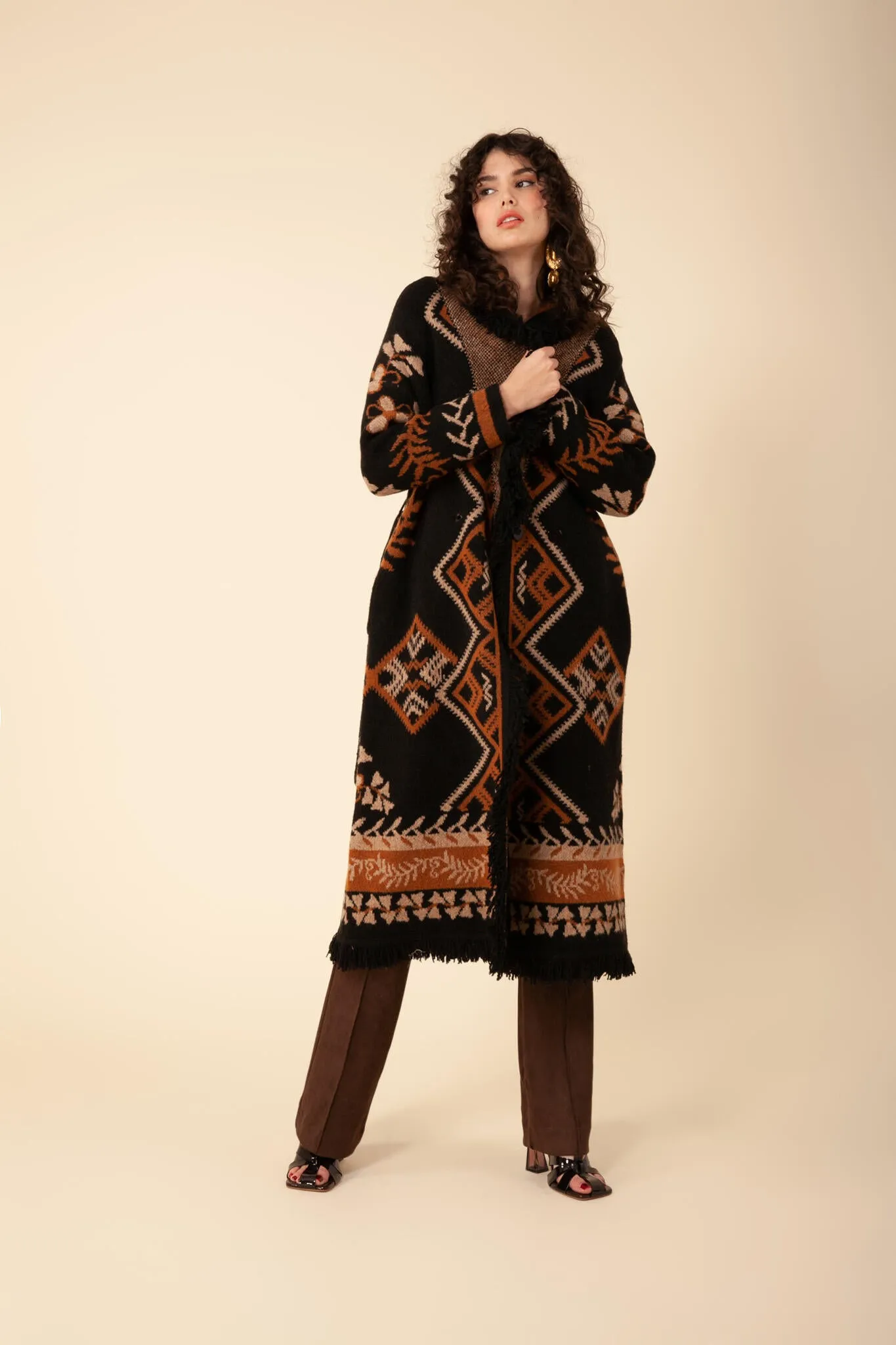 Anais Long Knit Cardigan - Black