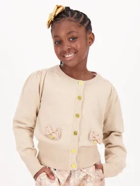 Angels Face Girls Nicolette Metallic Cardigan in Beige