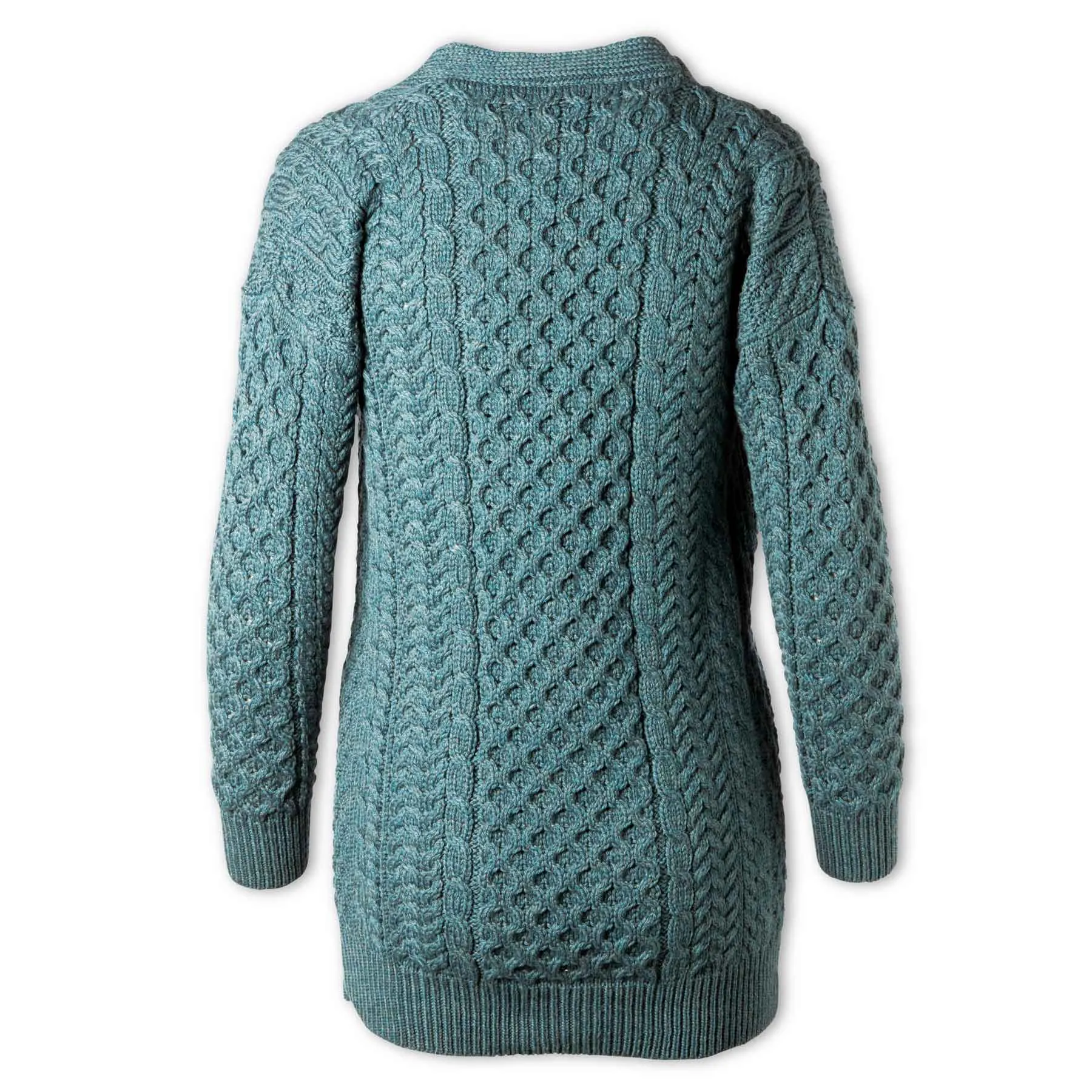 Aran Knit Boyfriend Cardigan- Teal