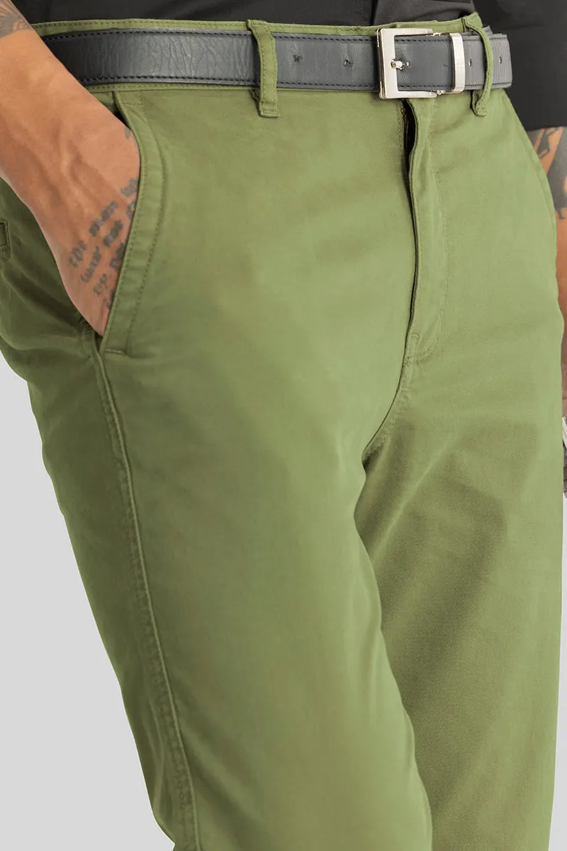 Astral Green Plain Slim Fit Chinos