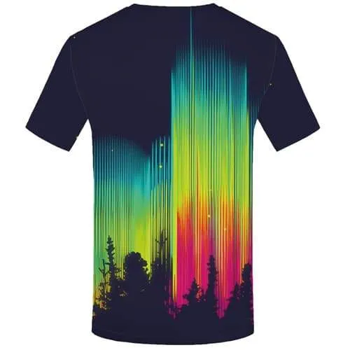 Aurora T-shirt Men Colorful Tshirts Casual Rainbow Shirt Print Refraction Tshirt Anime Harajuku T-shirts 3d Short Sleeve Fashion