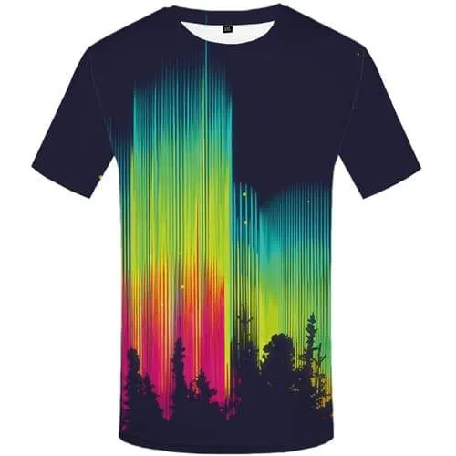 Aurora T-shirt Men Colorful Tshirts Casual Rainbow Shirt Print Refraction Tshirt Anime Harajuku T-shirts 3d Short Sleeve Fashion