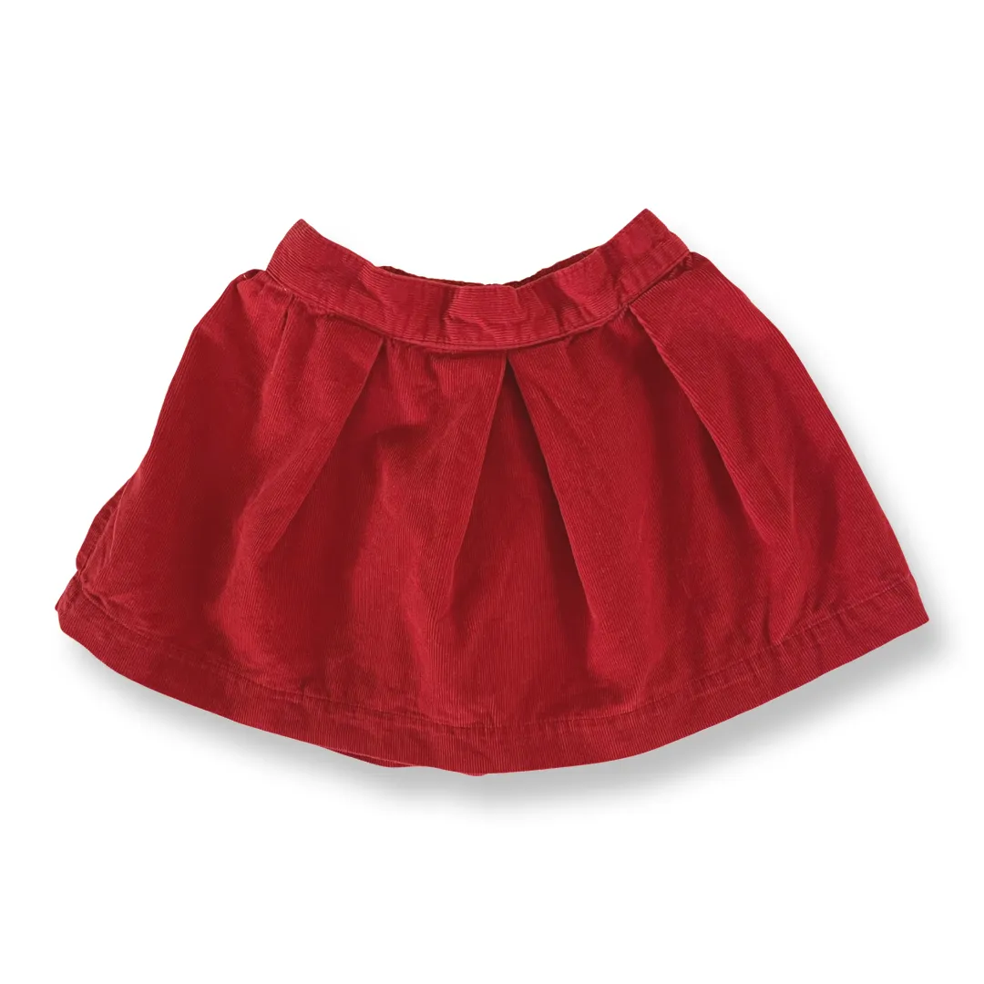 babyGap Red Pleated Corduroy Skirt w/ Bloomers - 2T