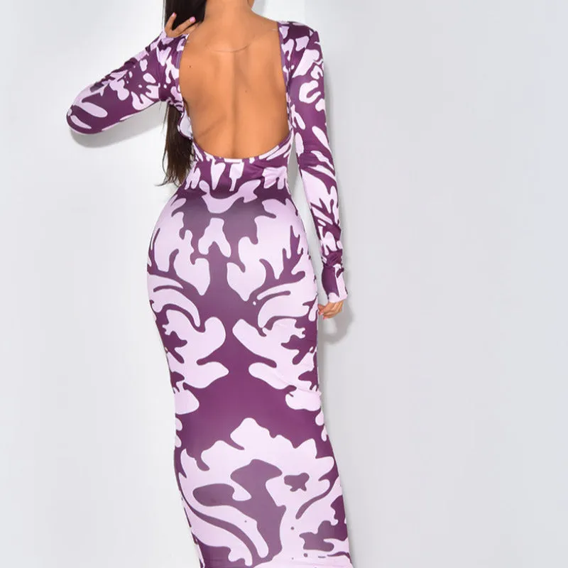 Backless Printed Bodycon Maxi dress