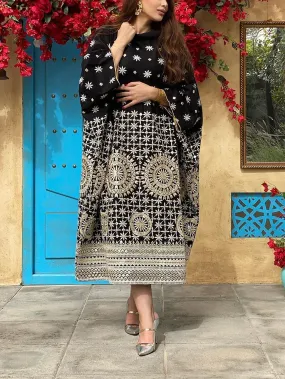 baggy black pattern Ramadan kaftan dress