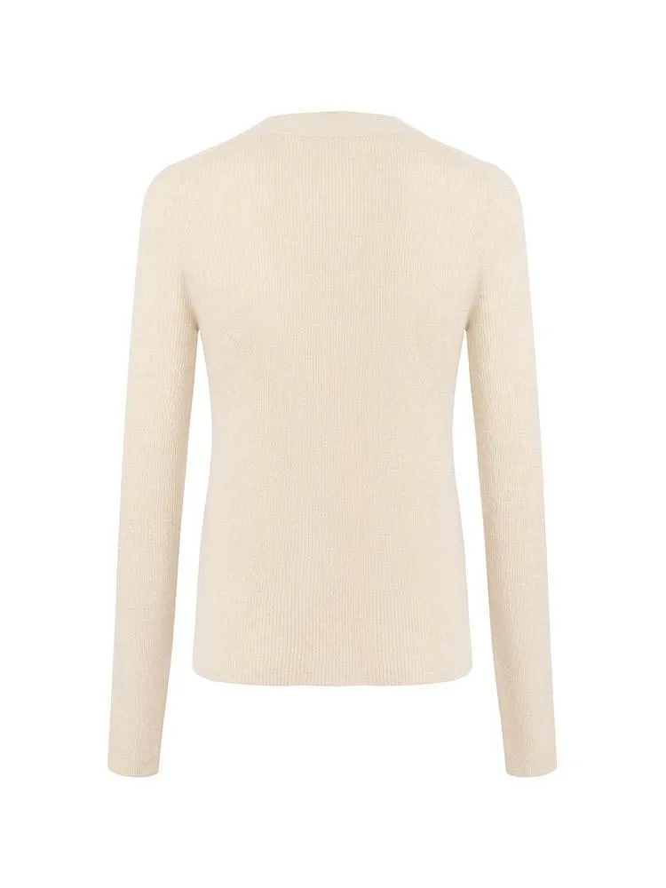 Beige Seamless Cashmere Lady Cardigan