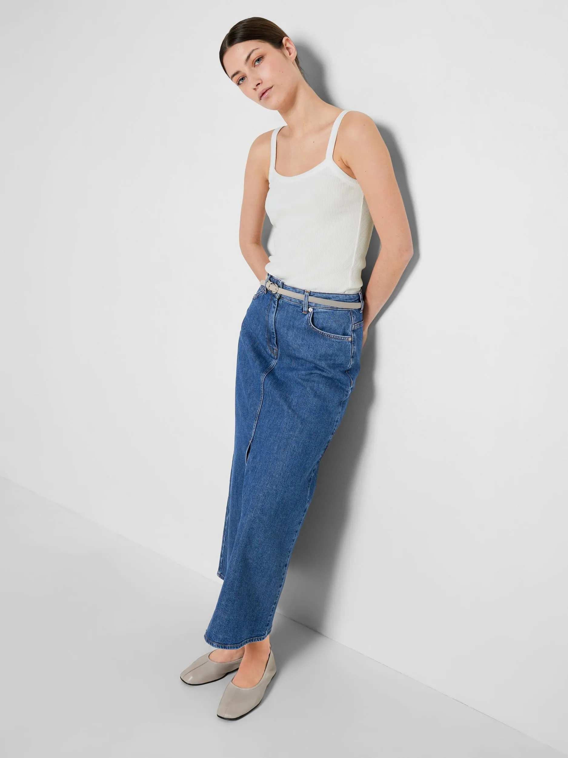 Bella Hw Maxi Skirt - Medium Blue Denim