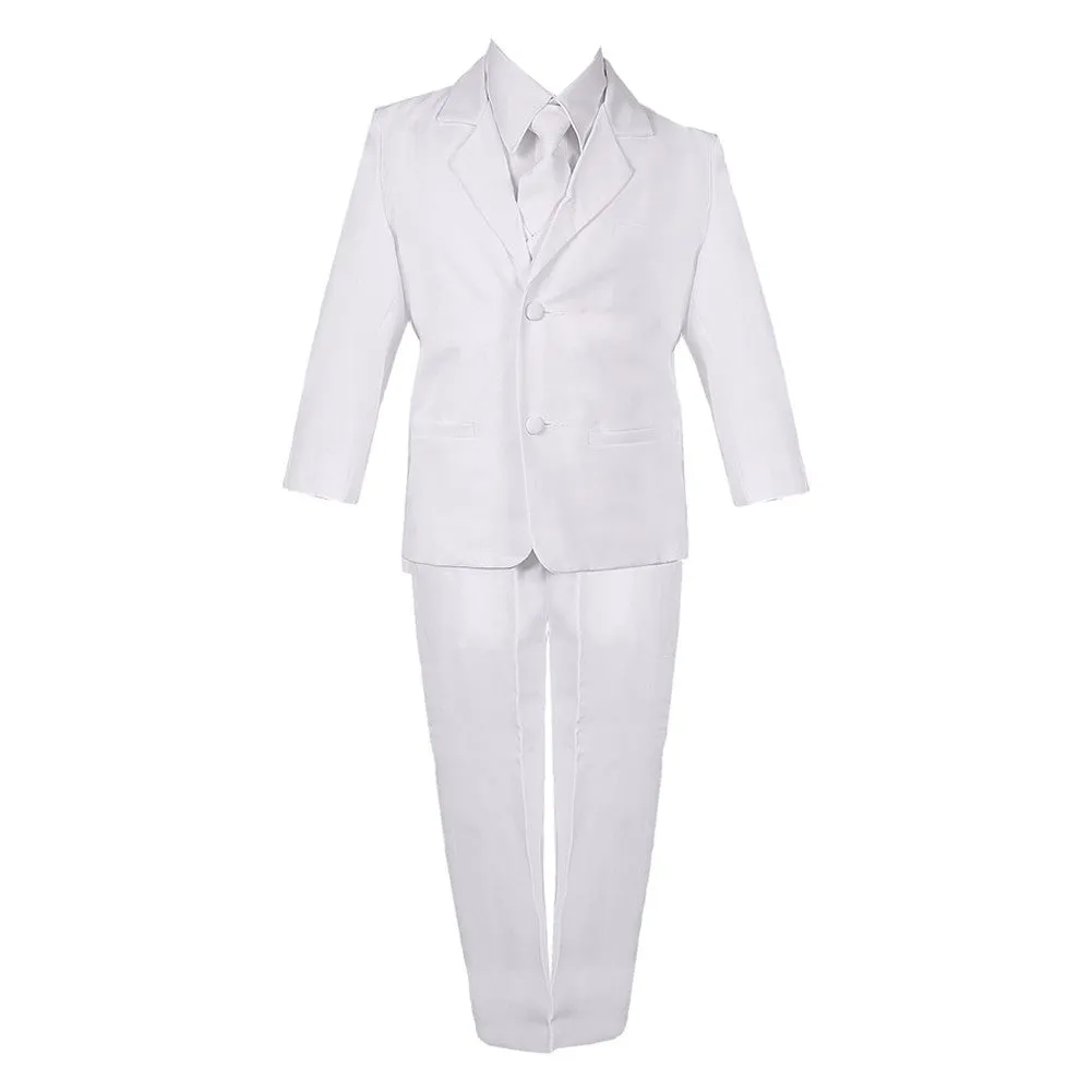 Big Boys White 5 Piece Classic Vest Jacket Pants Special Occasion Suit 8-20