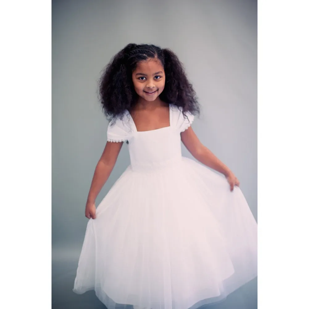 Big Girls Ivory Satin Mesh Lace Beadwork Communion Dress 8-16