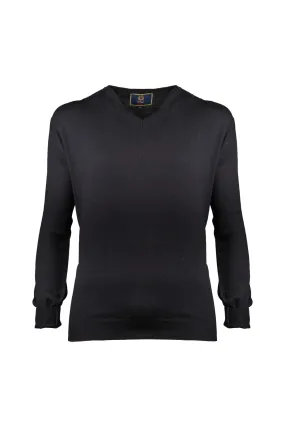 Black V-neck Wool Sweater