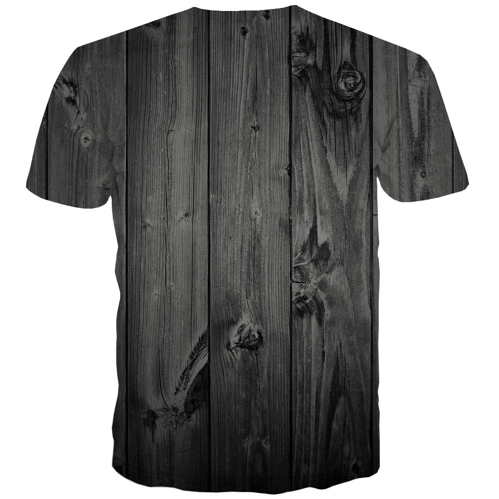 black wood grain t shirt special texture Casual shirt 3D men Cool different art costume