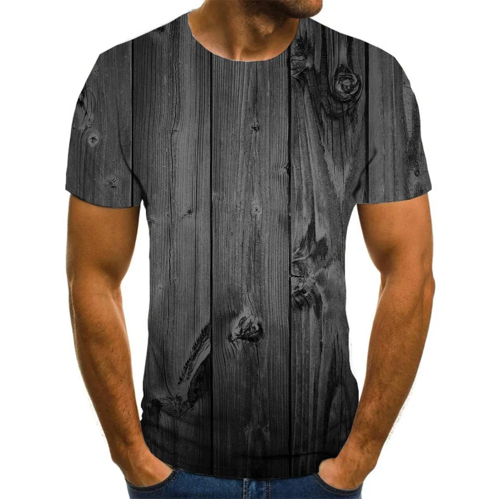 black wood grain t shirt special texture Casual shirt 3D men Cool different art costume