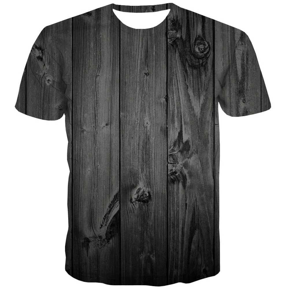 black wood grain t shirt special texture Casual shirt 3D men Cool different art costume