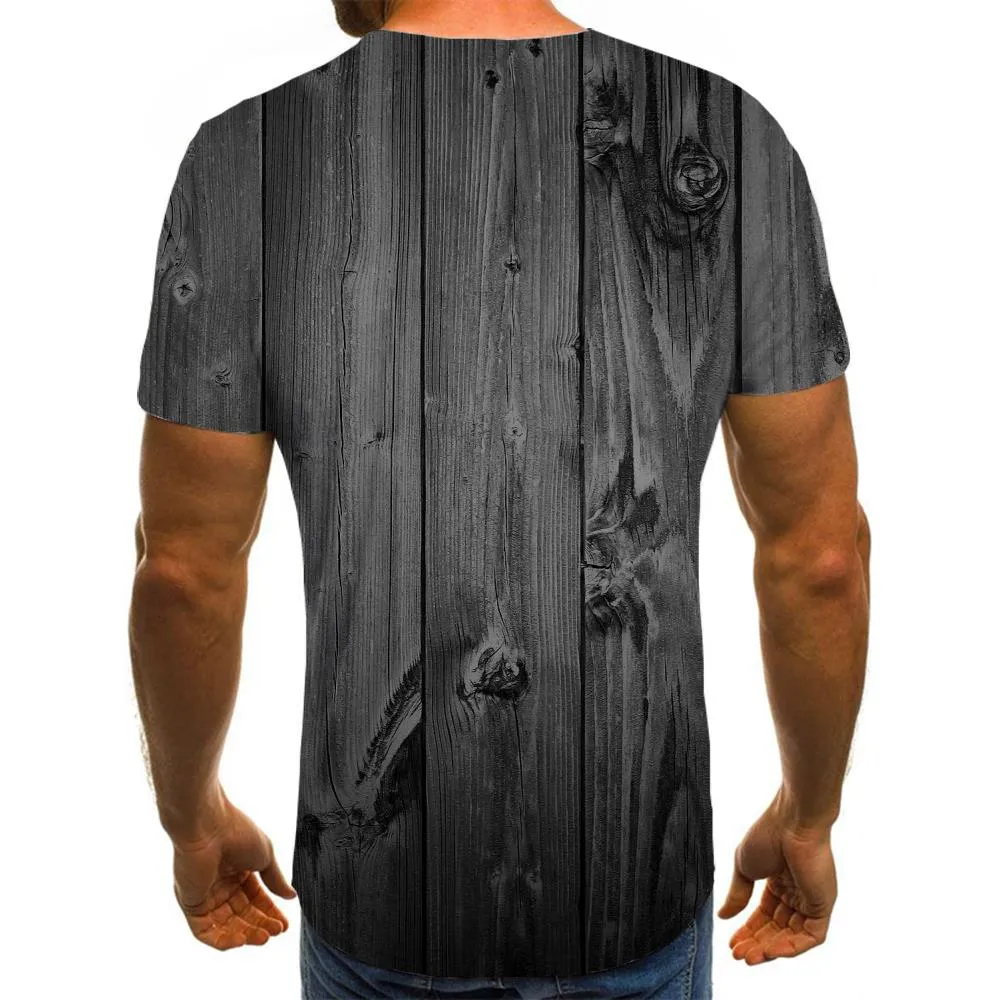 black wood grain t shirt special texture Casual shirt 3D men Cool different art costume