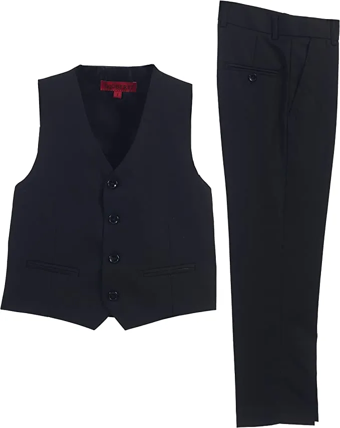 Boy's Formal 2 -Piece Suit Vest - Black