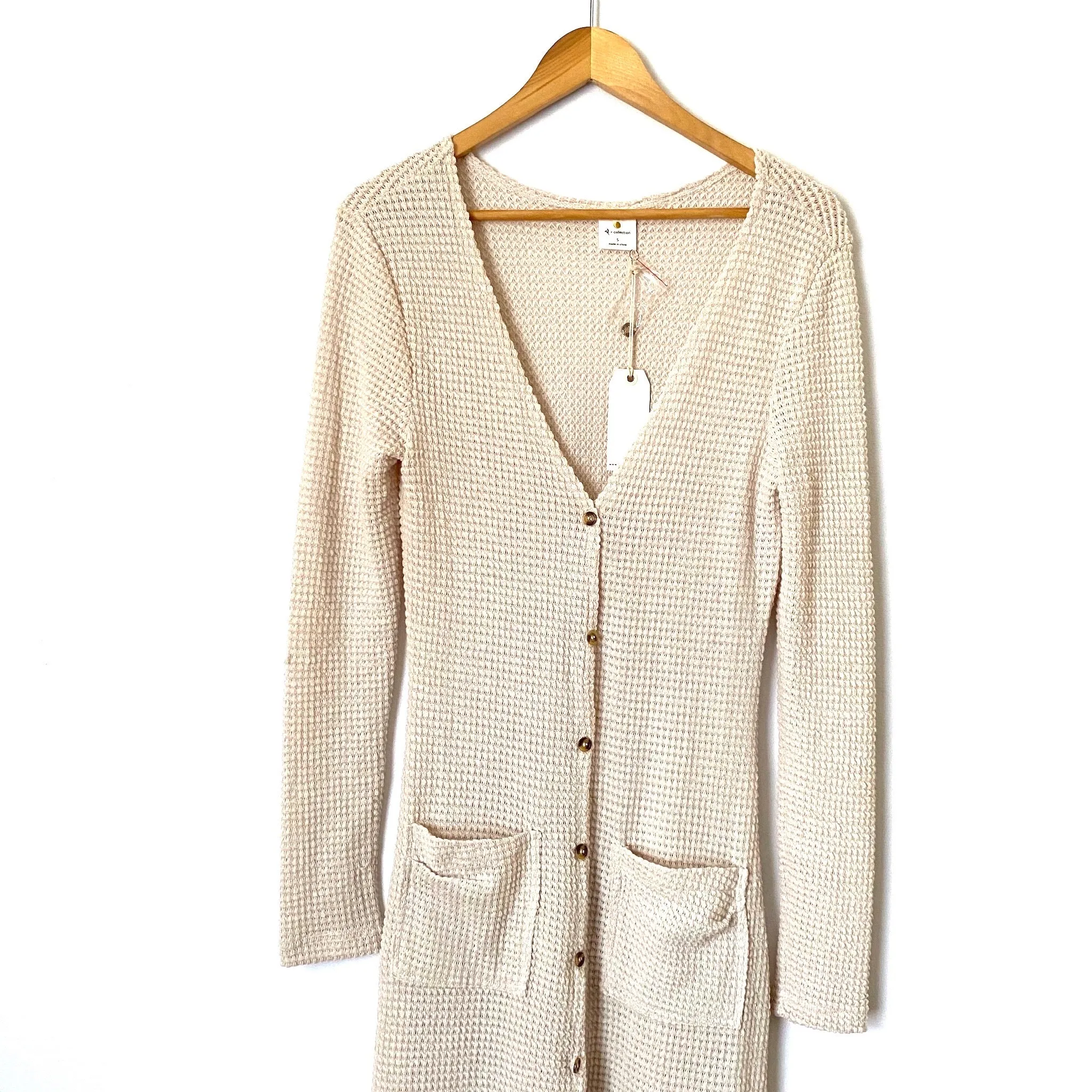 By Together Waffle Knit Open Long Cardigan NWT- Size S