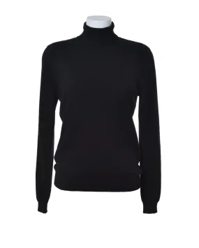 Cashmere Black Roll Neck Jumper-Woodcock & Cavendish