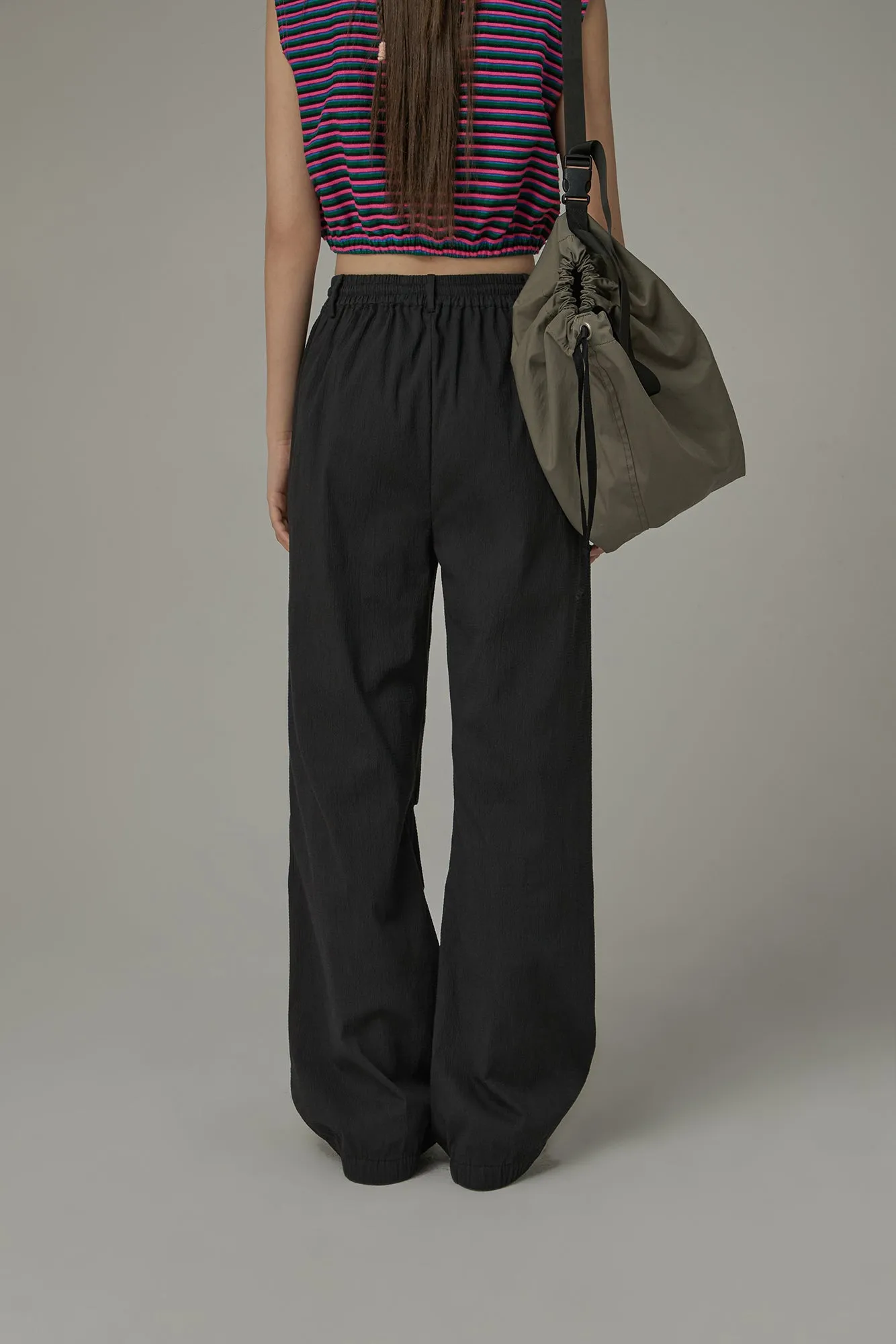 Casual High Waist Drawstring Wide Pants