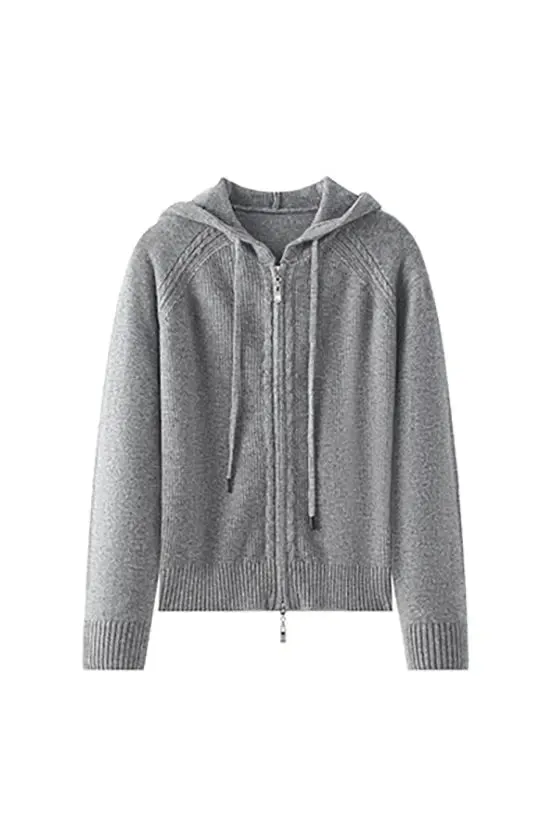 Casual Wool Zip-up Hoodie Cardigan