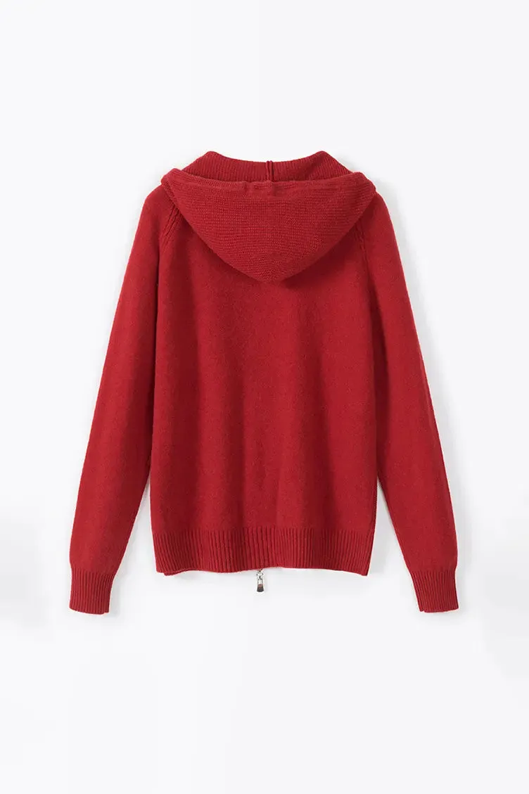 Casual Wool Zip-up Hoodie Cardigan