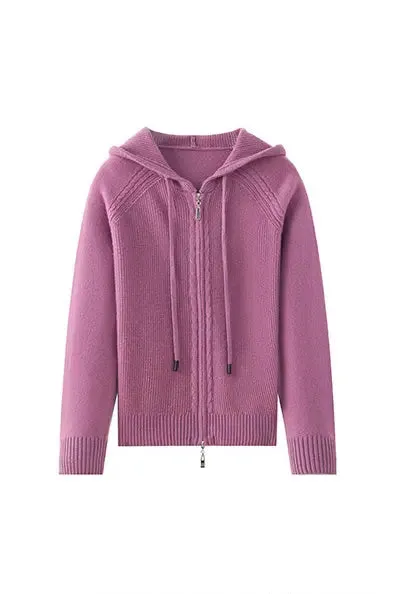 Casual Wool Zip-up Hoodie Cardigan