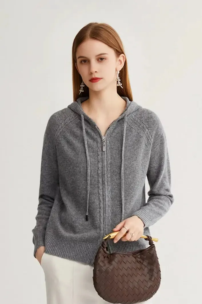 Casual Wool Zip-up Hoodie Cardigan