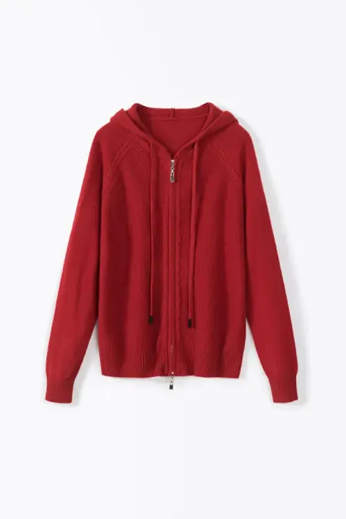 Casual Wool Zip-up Hoodie Cardigan