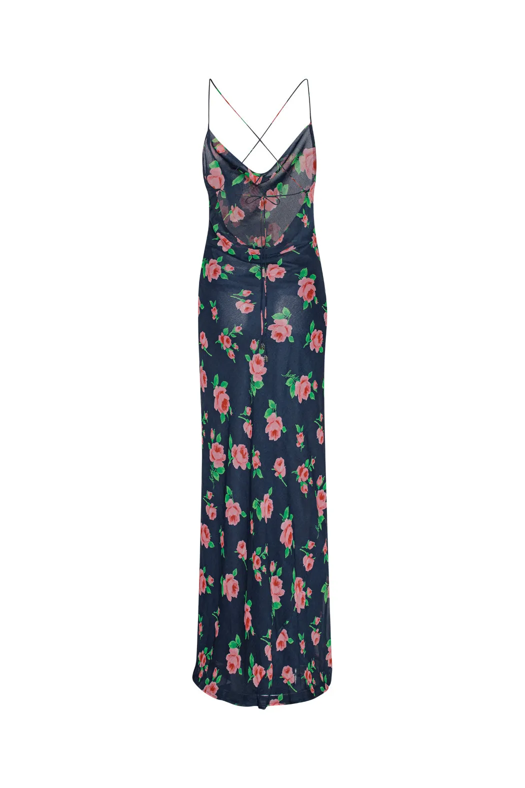 Chiffon Maxi Slip Dress - Shining Rose / Midnight Navy Comb