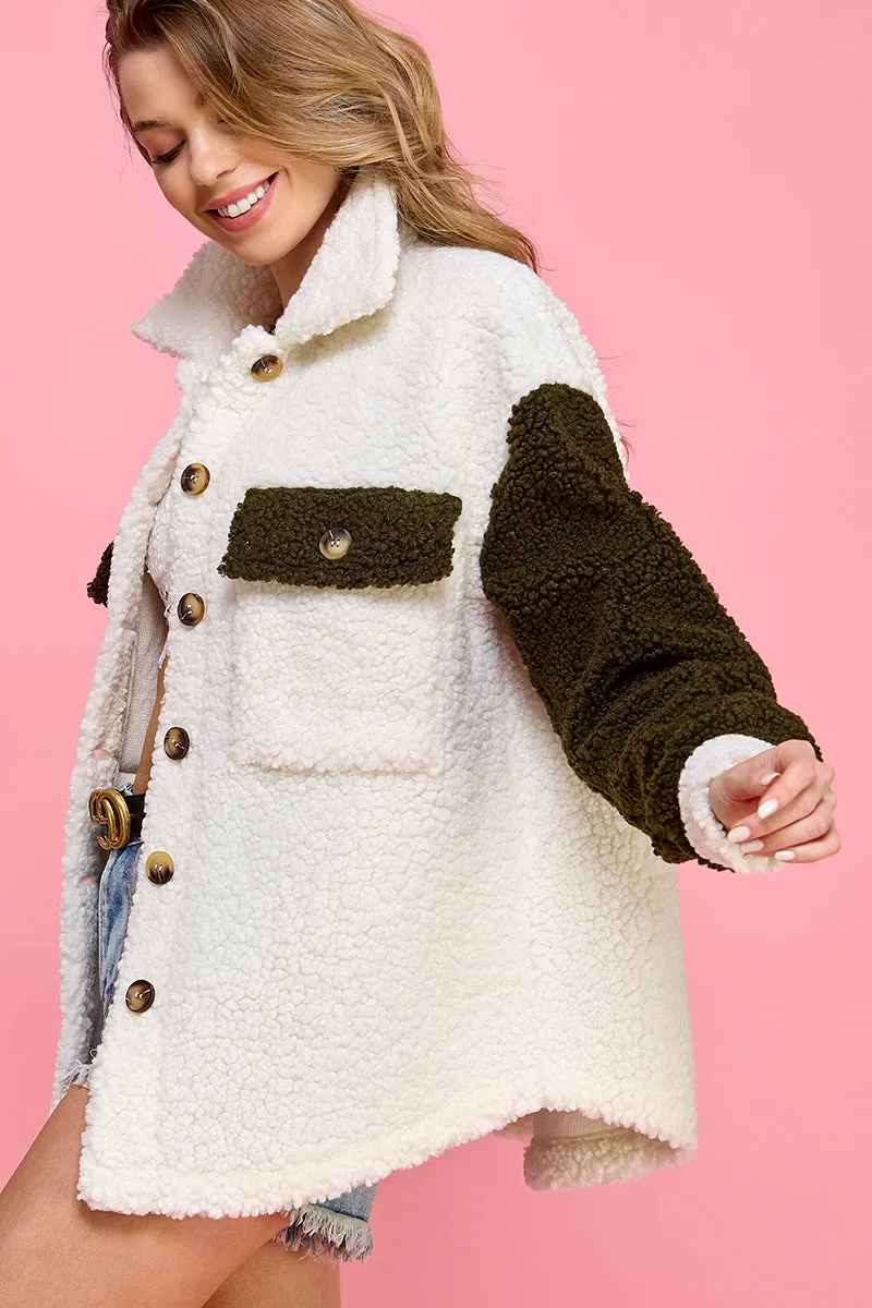 Color Block Sherpa Jacket