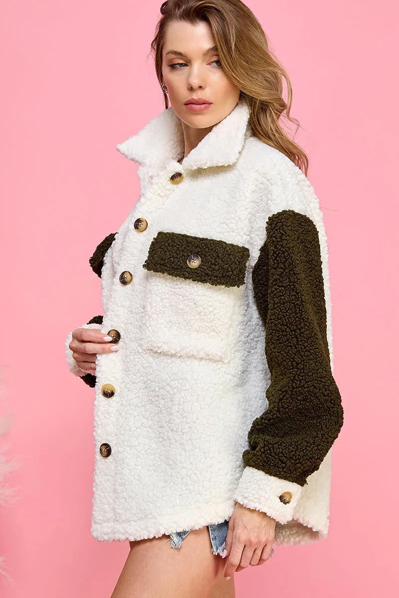 Color Block Sherpa Jacket