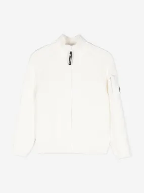 C.P. Company Boys Zip Up Knitted Top in Ivory