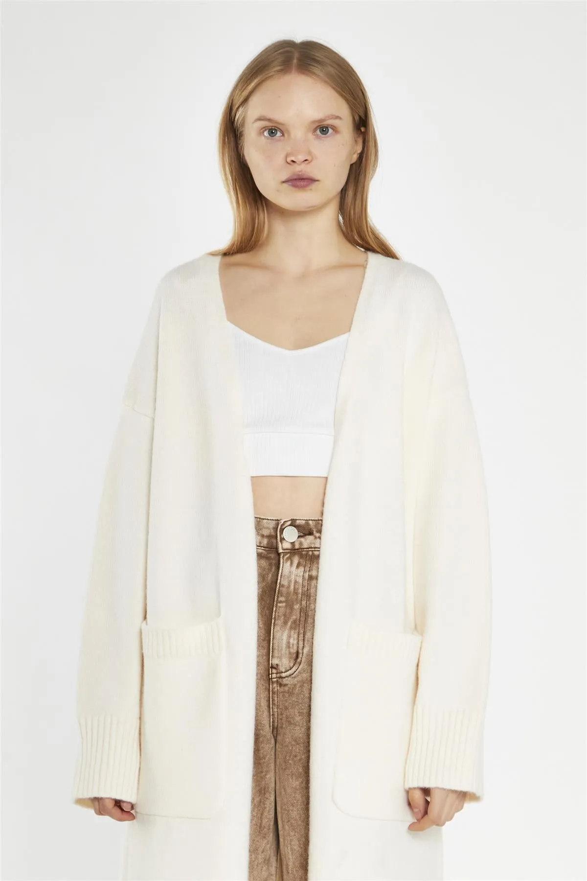 Cream Longline-Cardigan