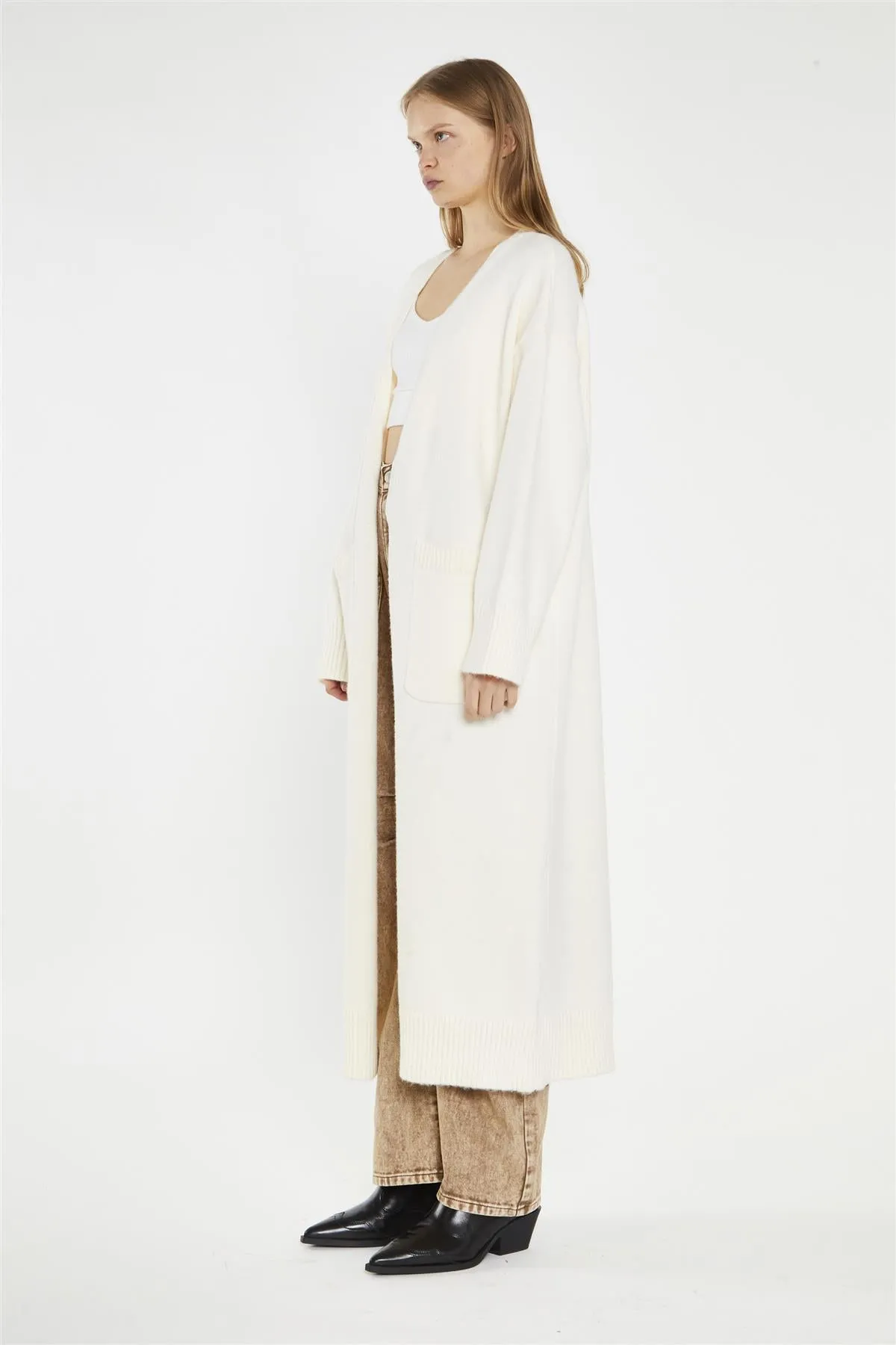 Cream Longline-Cardigan