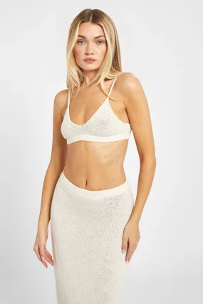 Crochet Knit Bralet - Cream