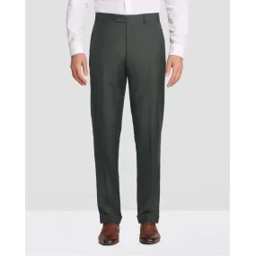 Devon Flat Front Super 110s Wool Serge Trouser in Medium Green (Modern Full Fit) by Zanella