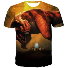 Dinosaur T-shirt Men Animal Tshirt Printed Science Fiction Shirt Print Ferocious Tshirts Casual Funny Tshirts Novelty