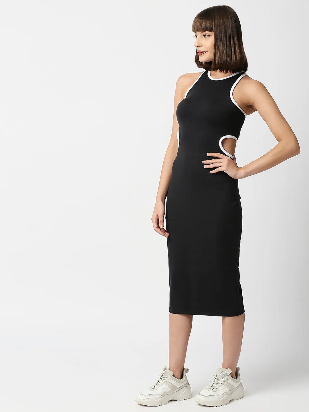 Disrupt Women Back Cut-Out Black Slim Fit Bodycon Dress