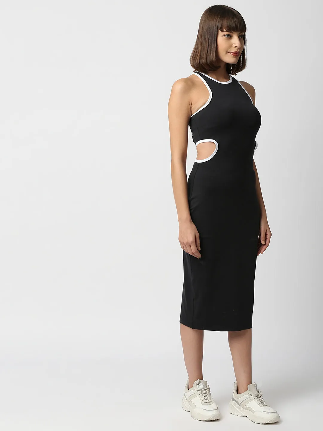 Disrupt Women Back Cut-Out Black Slim Fit Bodycon Dress