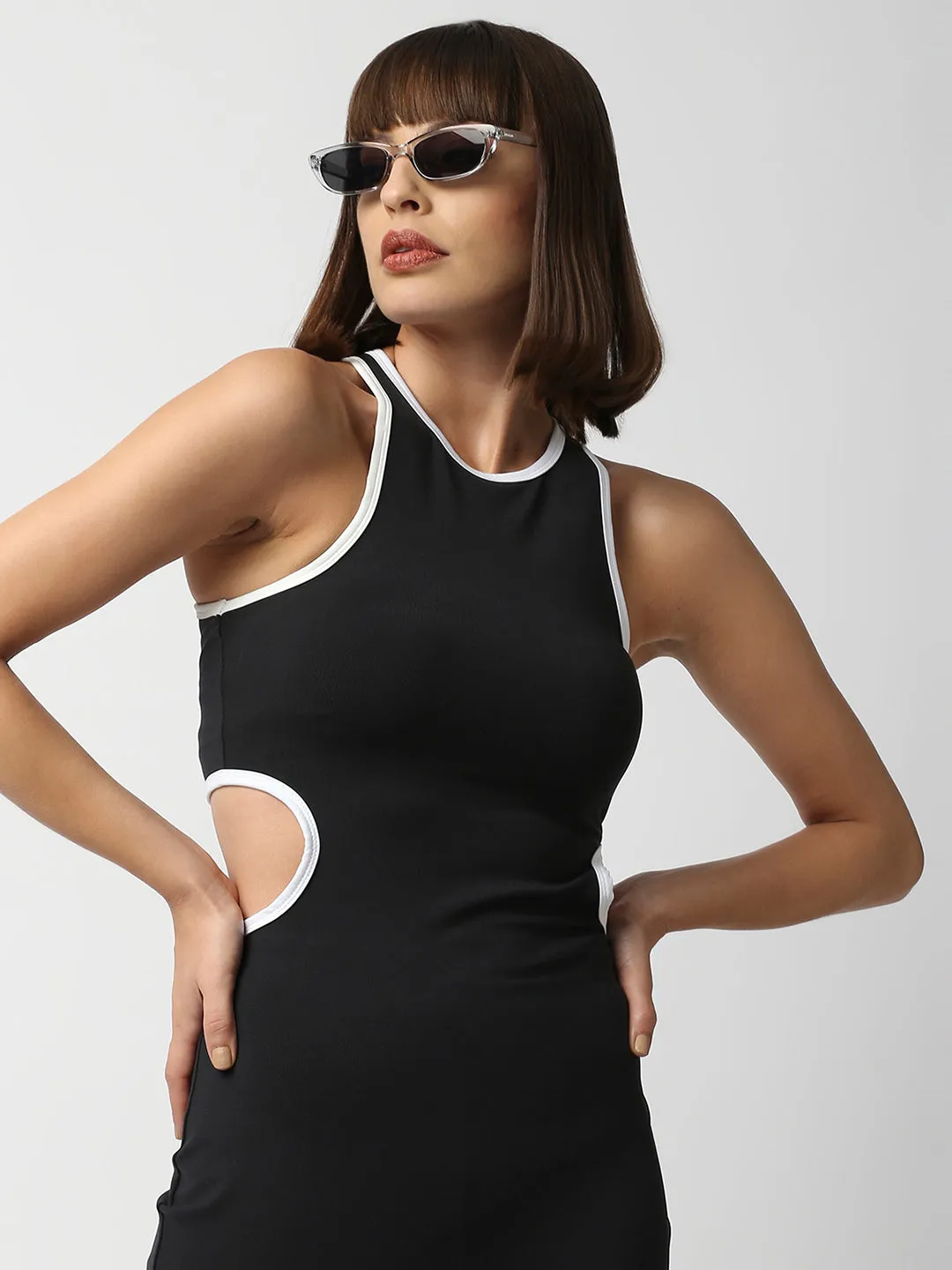 Disrupt Women Back Cut-Out Black Slim Fit Bodycon Dress