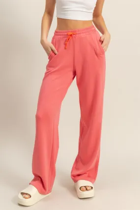 DZ25C725-High-Waist Drawstring Straight-Cut Pants