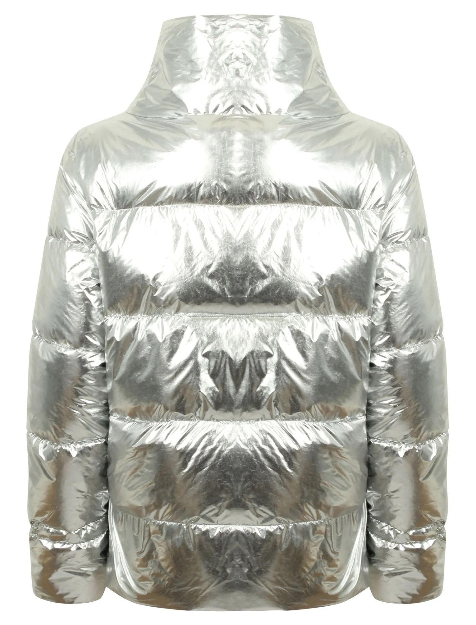 Edona Quilted Puffer Jacket in Metallic Silver - Tokyo Laundry