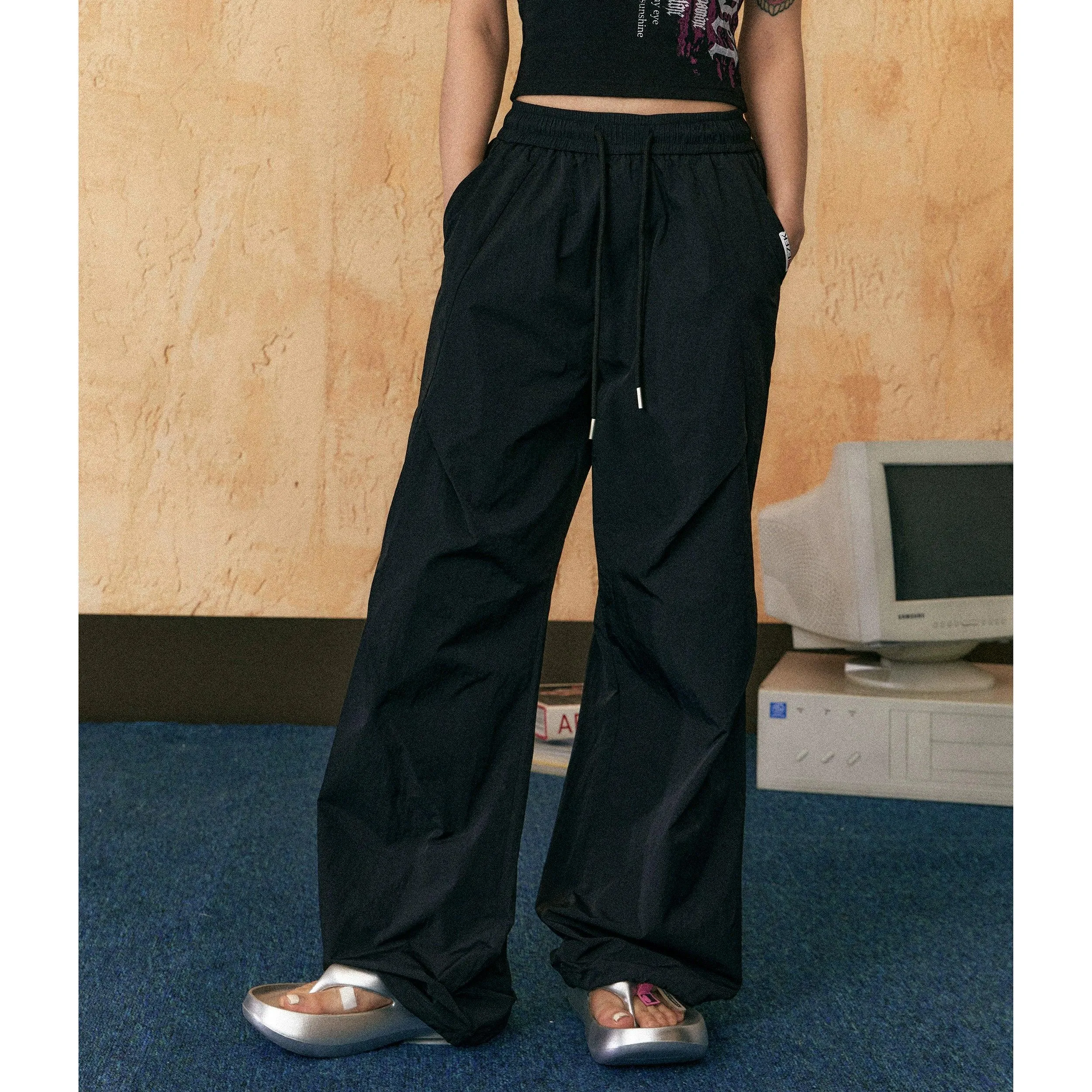 Ezek Wide-Leg Drawstring Lounge Pants - Unisex Relaxed Fit Casual Trousers With Pockets