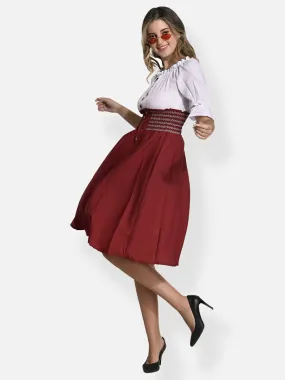 FIMS Fashion Women Georgette Crepe Solid Midi Dress Maroon