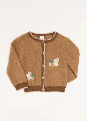 Floral Embroidered Cardigan in Caramel (4-10yrs)