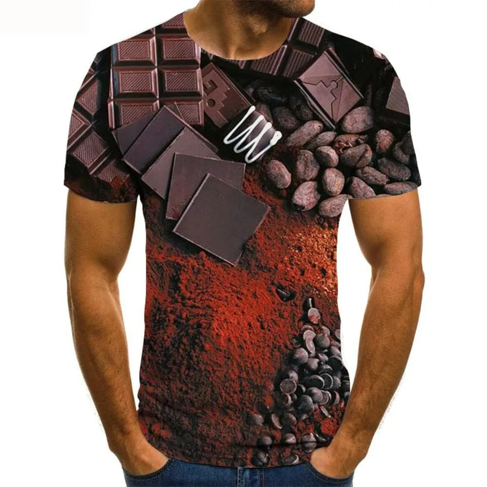 Food T shirt Men Chocolate Tshirts Casual Funny Funny T shirts Mens Clothing